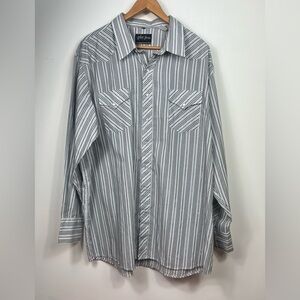 White Horse Men’s XXL 2XL Pearl Snap Yolk Western Cut Shirt Metallic Stripe